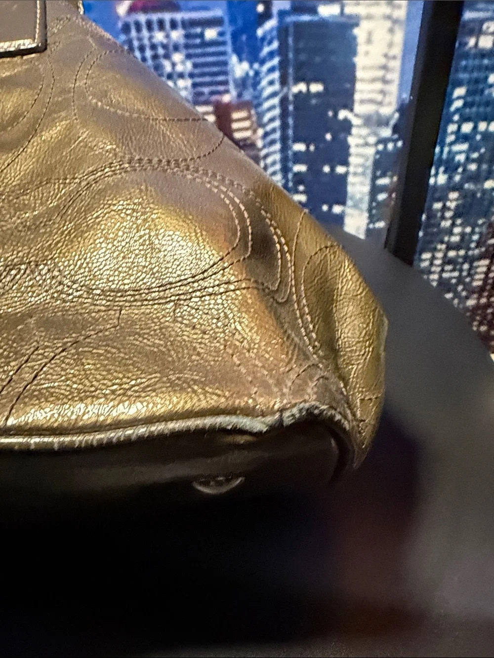 Coach kiss-lock rehab Olive Leather Shoulder Bag